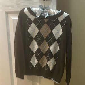 Toddler boys sweater. Brown with cream and light blue design. Like new.